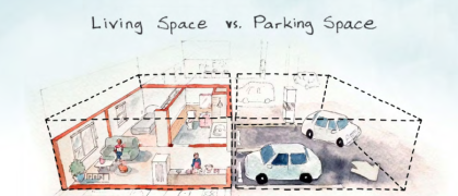 illustration of parking vs living space from The City of Yes for Housing Opportunity